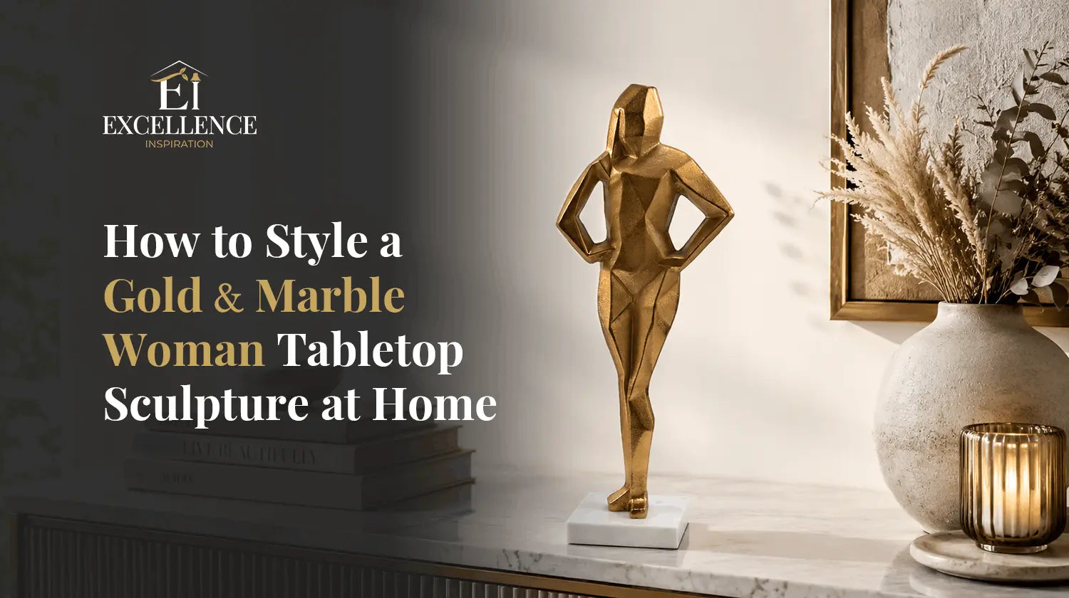 How to Style a Gold & Marble Woman Tabletop Sculpture at Home