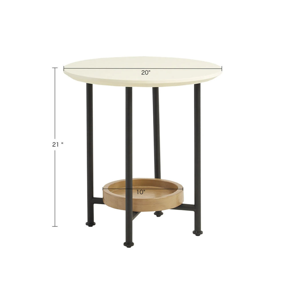 White/Natural End Table