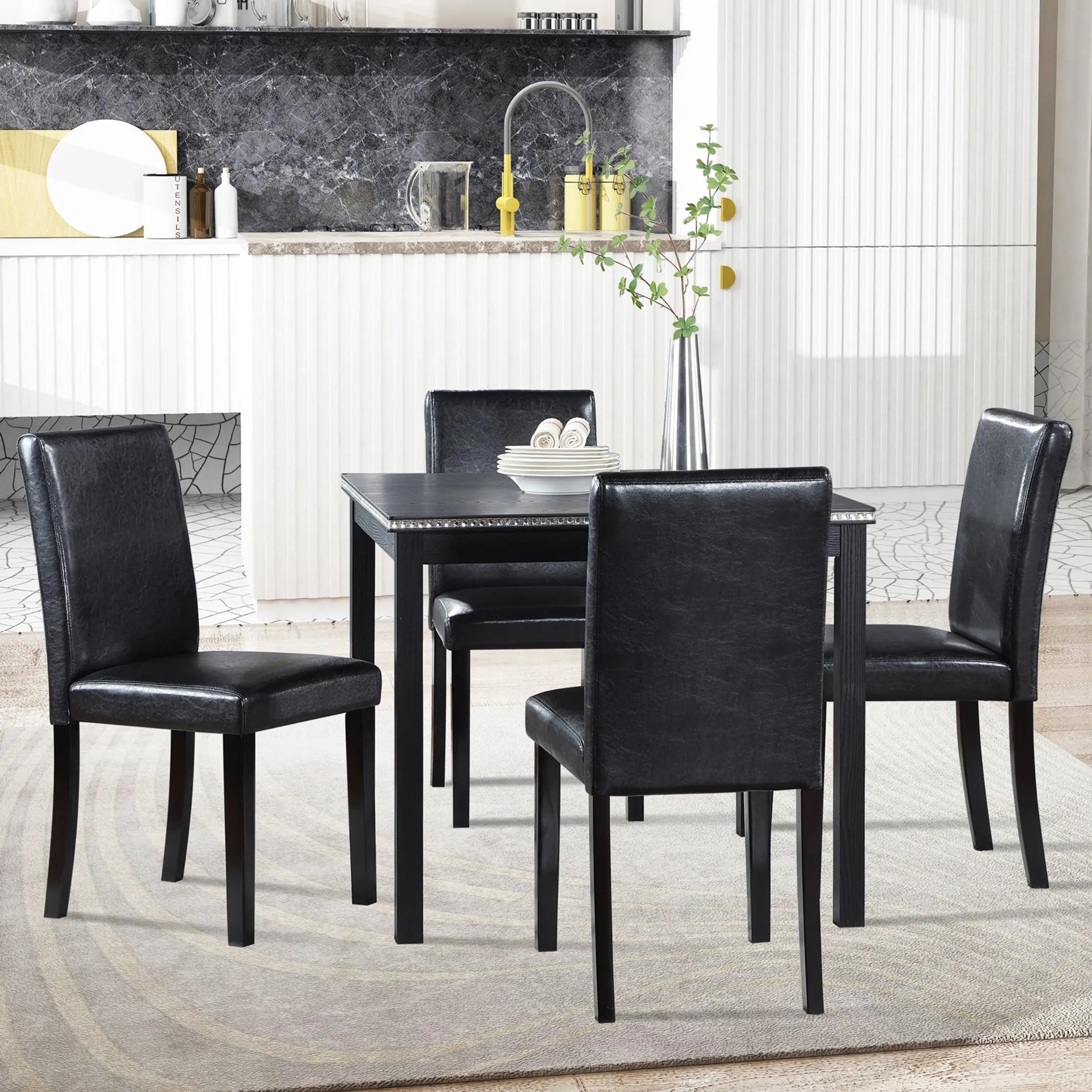 5 Piece Wooden Dining Table Set