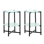 2-Piece Set Clear Tempered Glass Side Table.