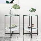 2-Piece Set Clear Tempered Glass Side Table.