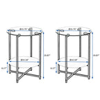 2-Piece Set Clear Tempered Glass Side Table.