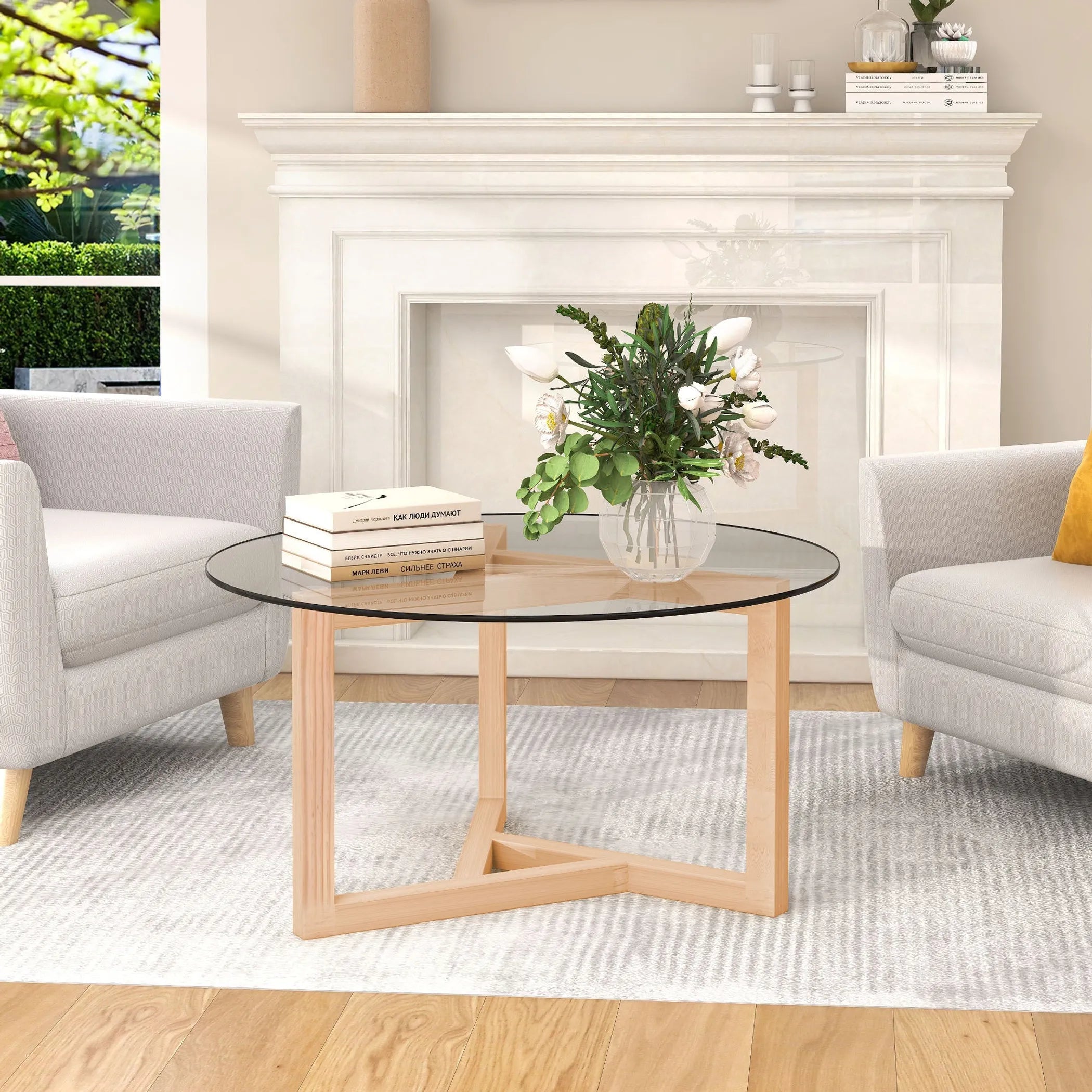 Round Glass Modern Coffee Table