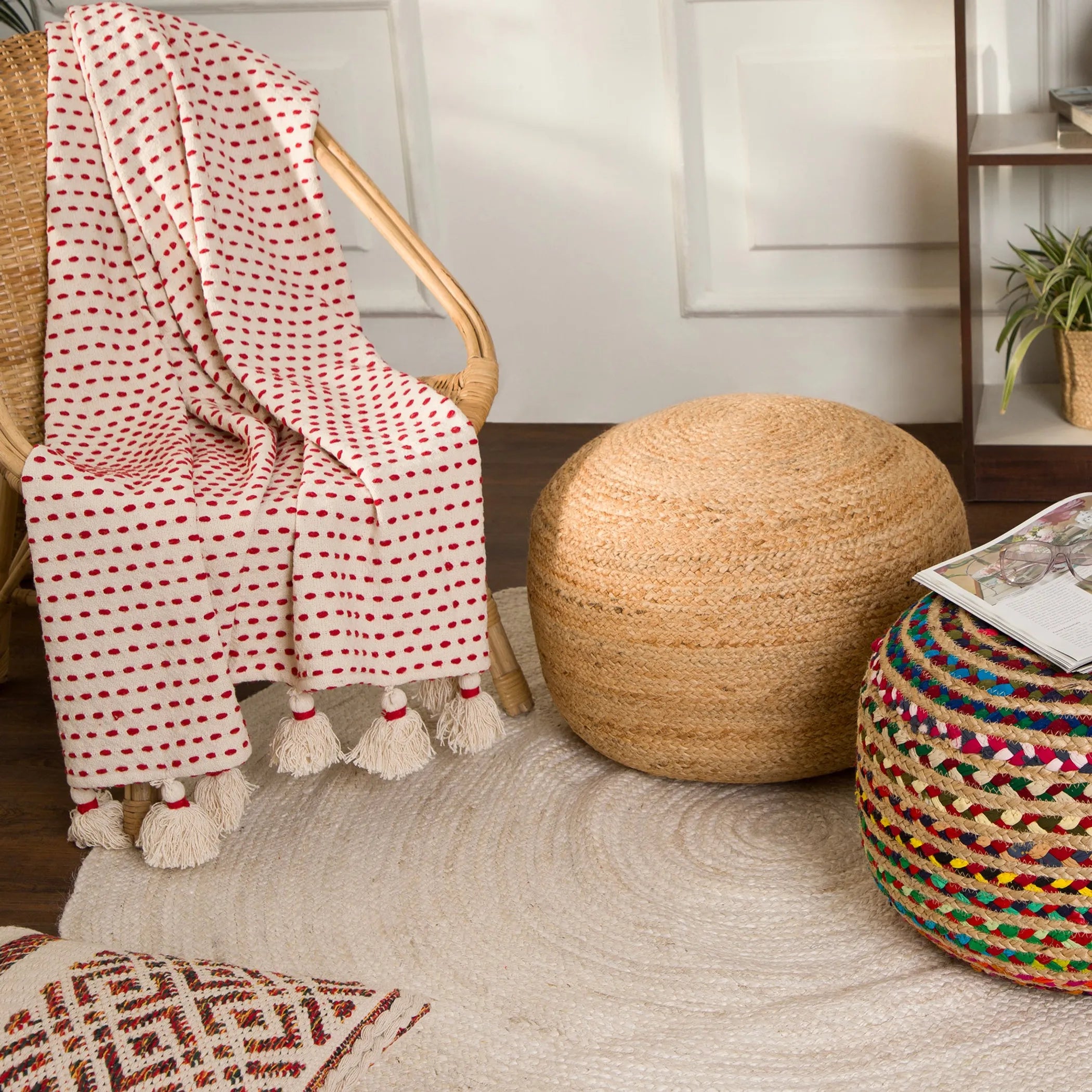 Jute Circular Jute Pouf Ottoman