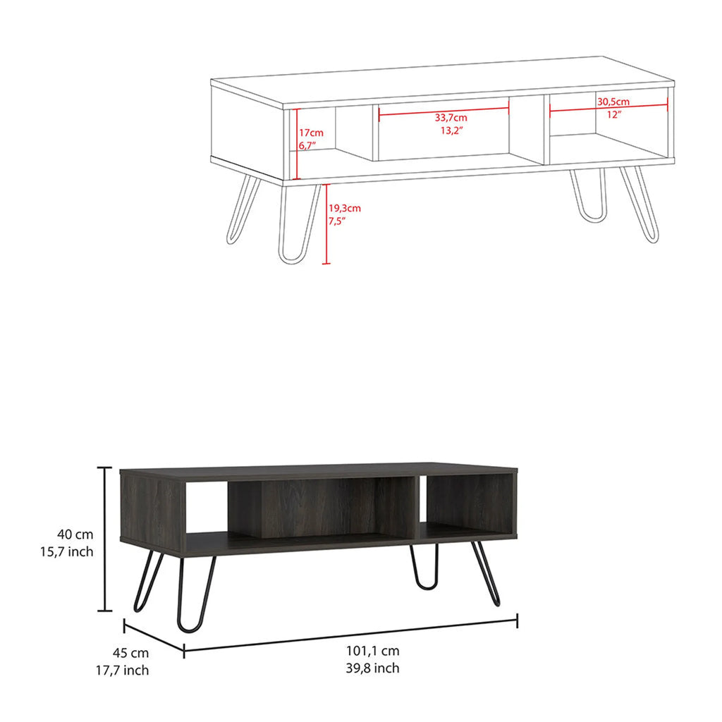 Vassel  2 Piece Living Room Set, Bar Cart + Coffee Table