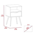 Otom Nightstand , Superior Top, Open Shelf, Single Drawer, Four Legs