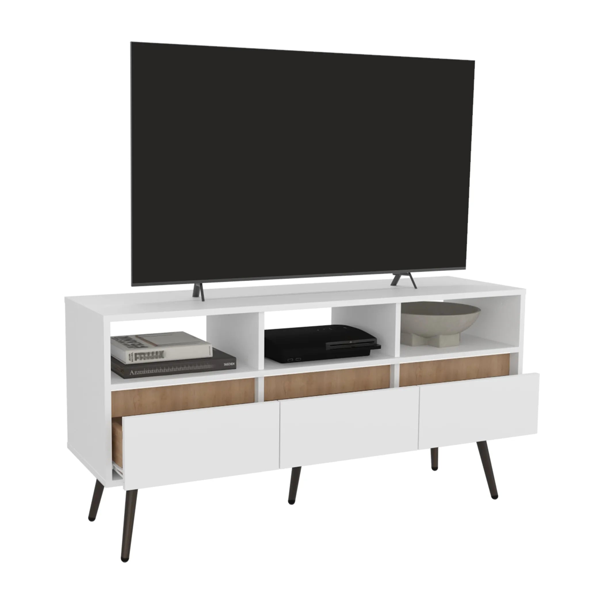 Aranjuez 47" Wide Tv Stand with Three Drawers, Three Open Shelves
