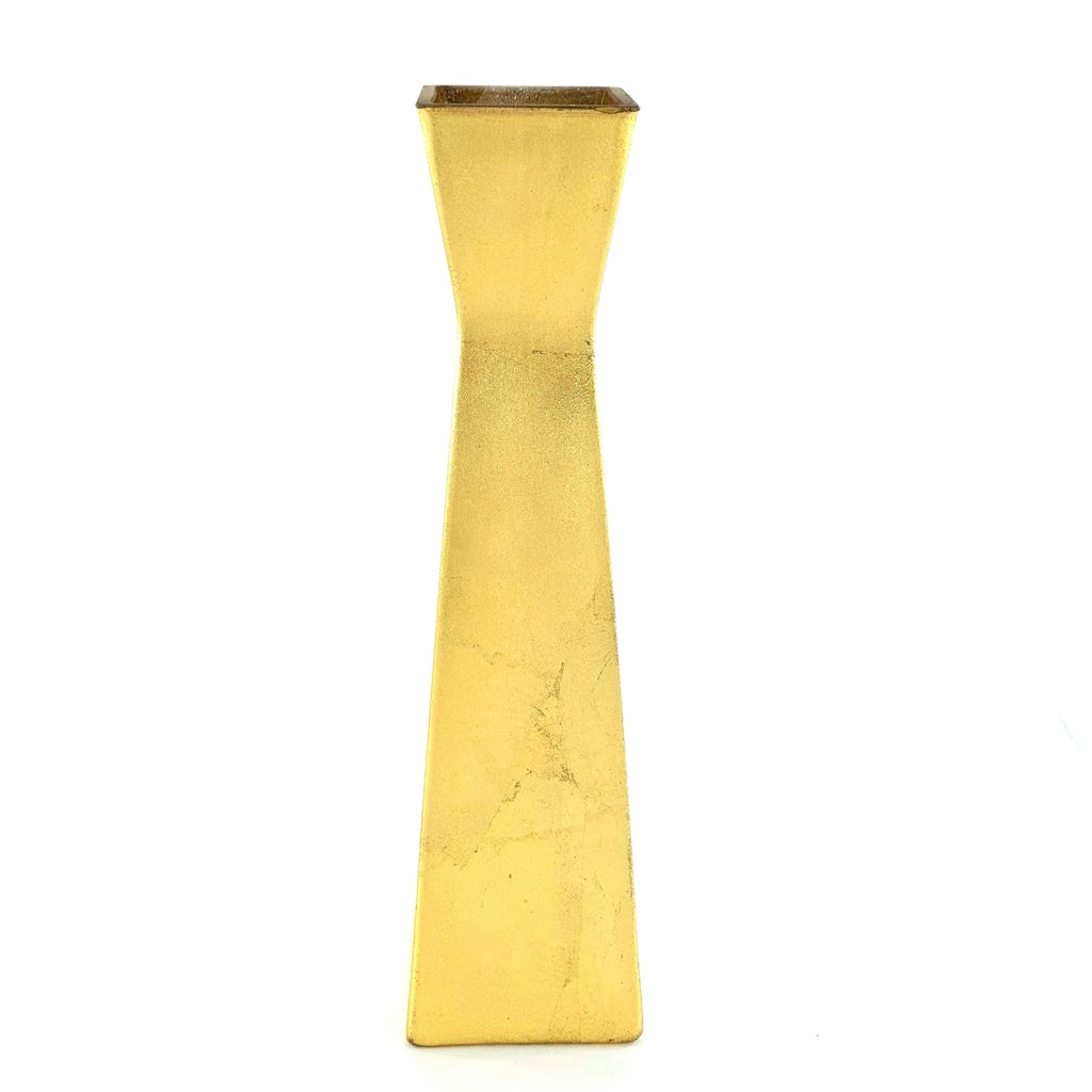 GILT Gilded Glass 12" Square Vase