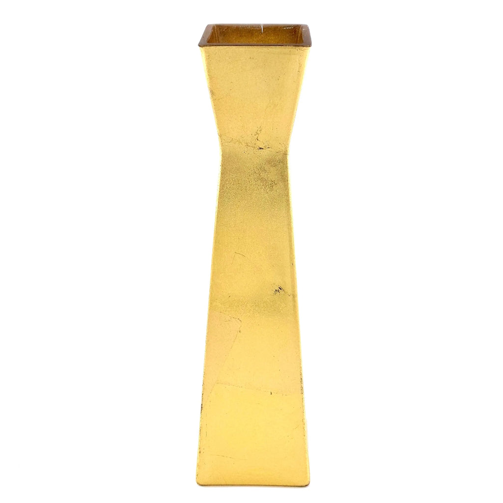 GILT Gilded Glass 12" Square Vase
