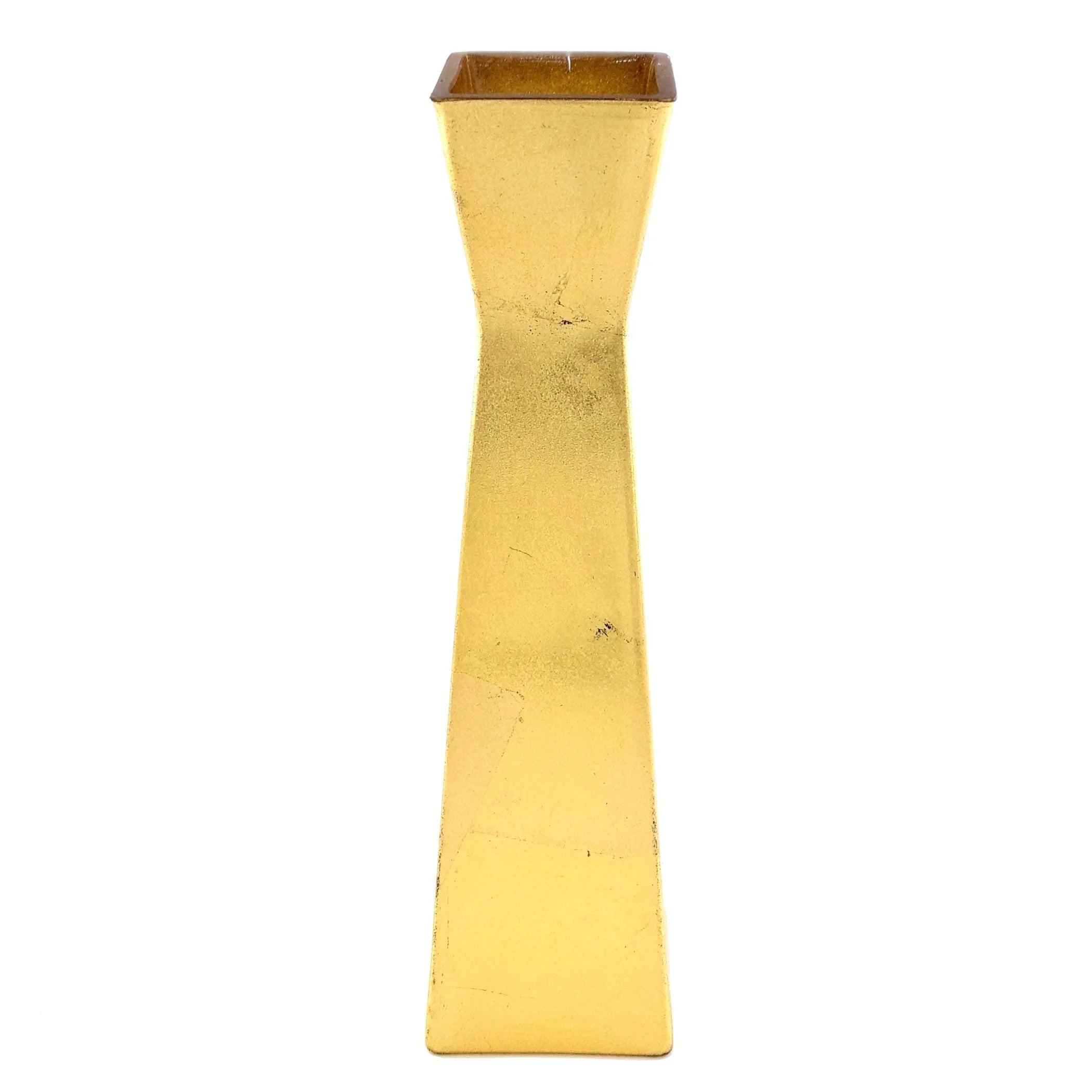 GILT Gilded Glass 12" Square Vase