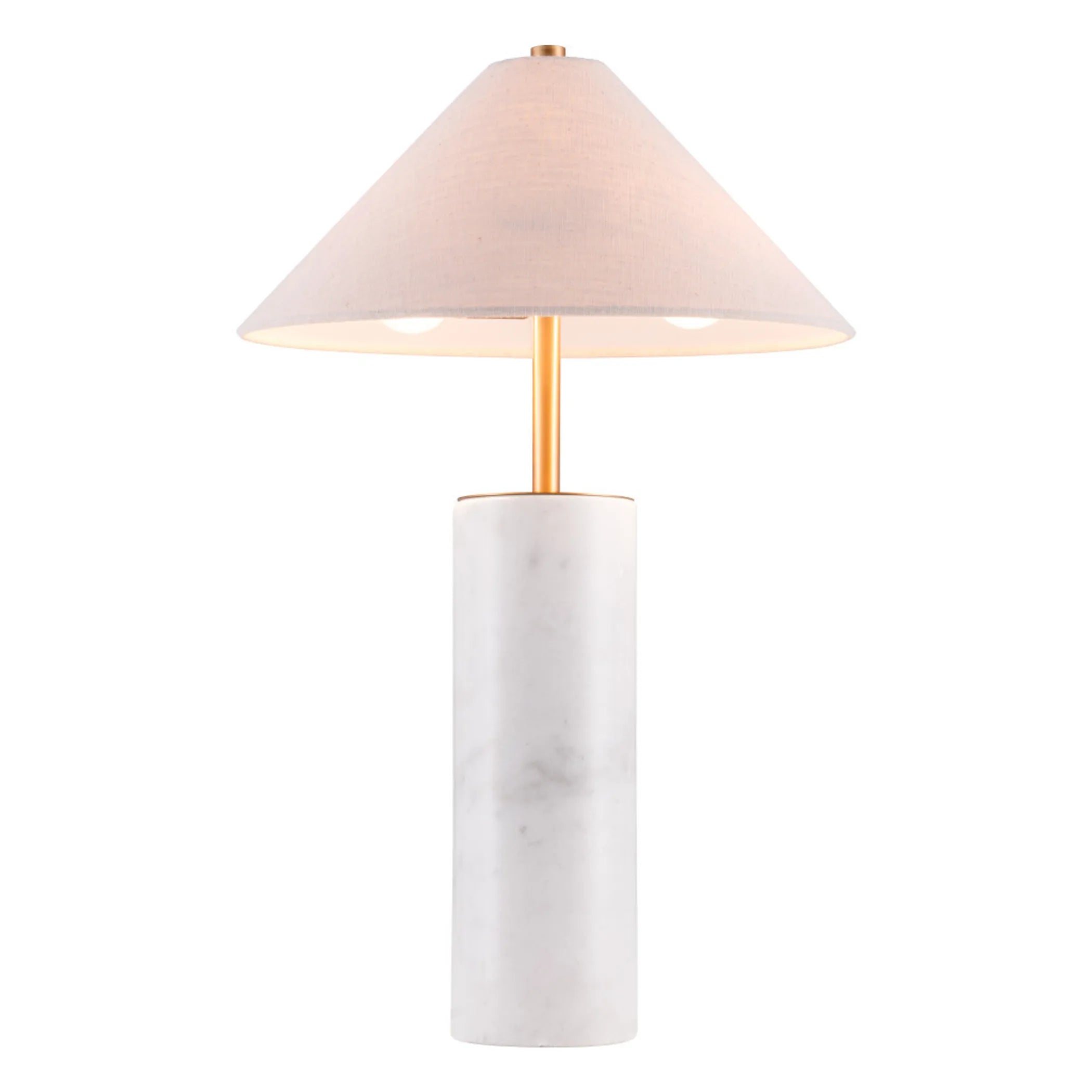 55" White Metal Bedside Table Lamp With Beige Empire Shade
