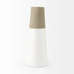 17" White and Natural Ceramic Decorative Jug Tabletop Sculpture