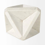 White Marble Geometric Square Sculpture