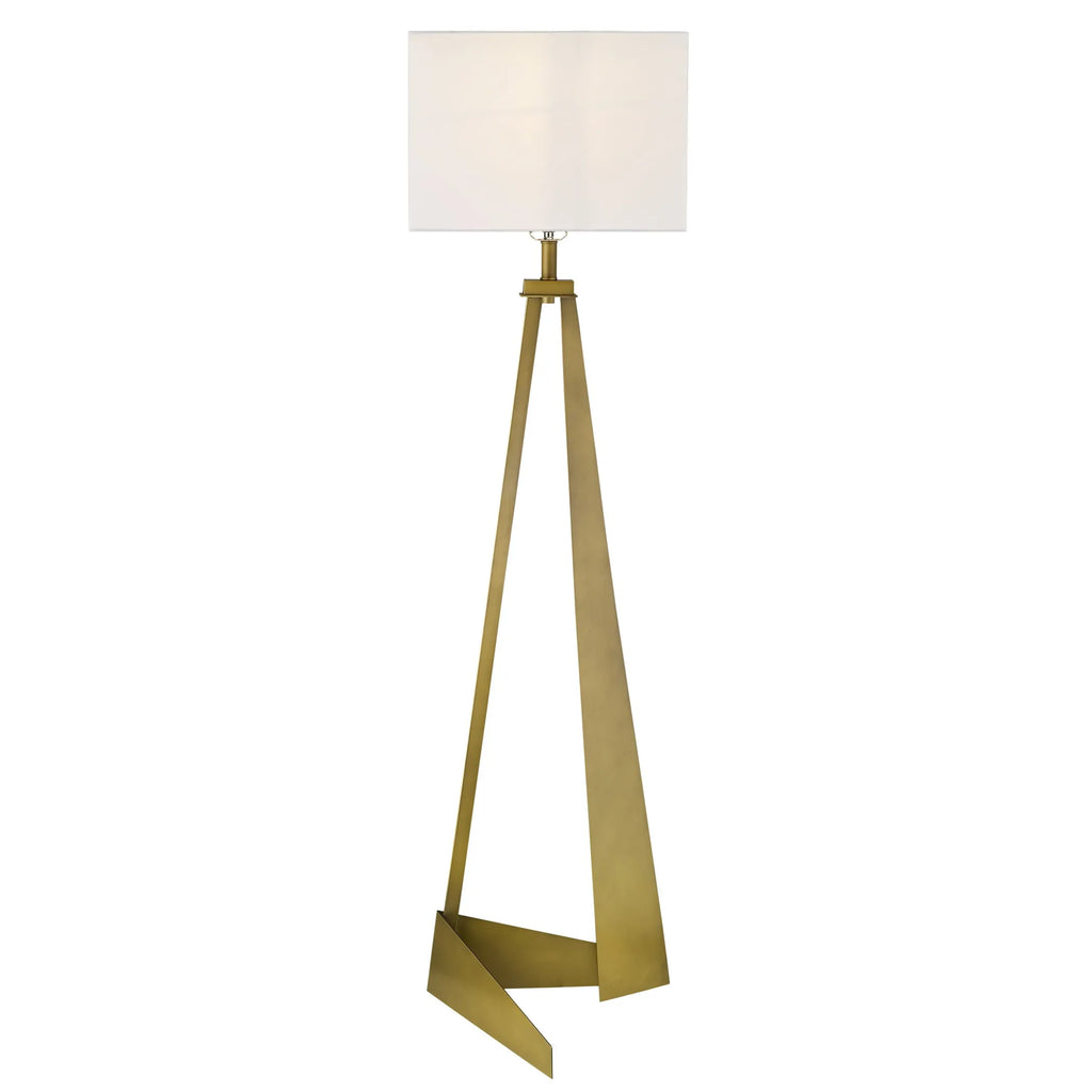 60" Brass Traditional Shaped Floor Lamp With White Novelty Shade
