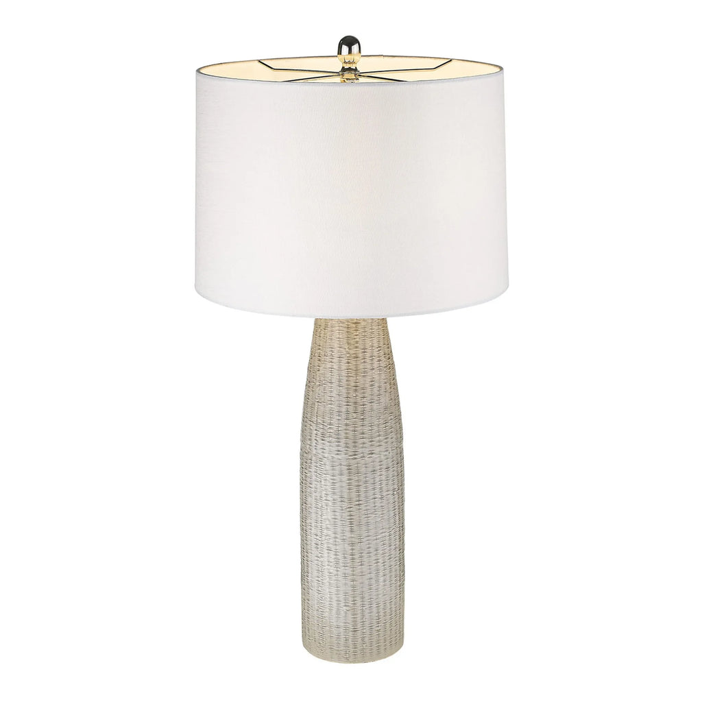 33" Light Gray Ceramic Table Lamp With White Drum Shade