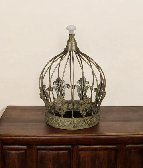 10" Bronze Metal Hand Painted Decorative Crown Tabletop Sculpture