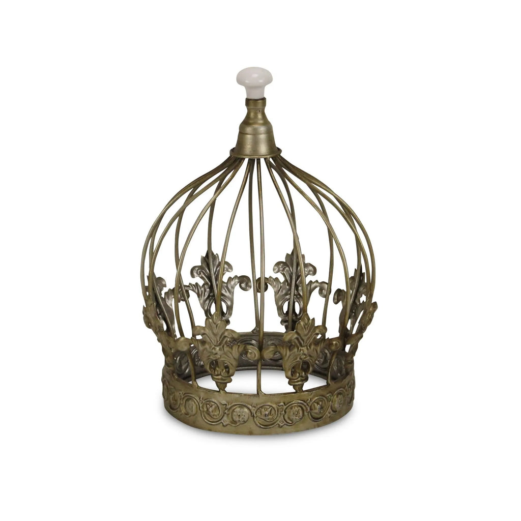 10" Bronze Metal Hand Painted Decorative Crown Tabletop Sculpture