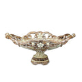 9" Beige And Gold Polyresin Decorative Bowl