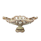 9" Beige And Gold Polyresin Decorative Bowl