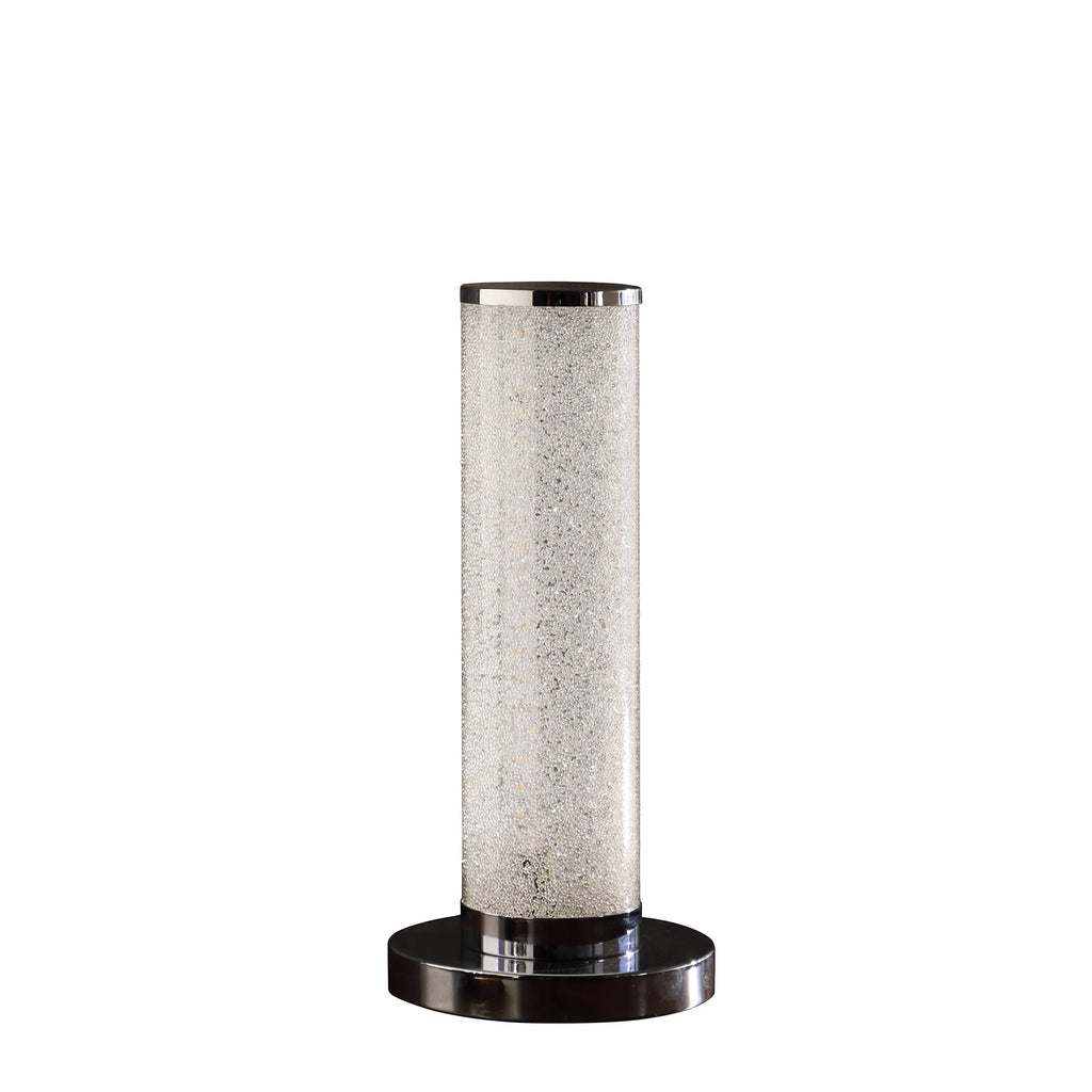13 Modern White Sand Crystal And Steel Table Lamp