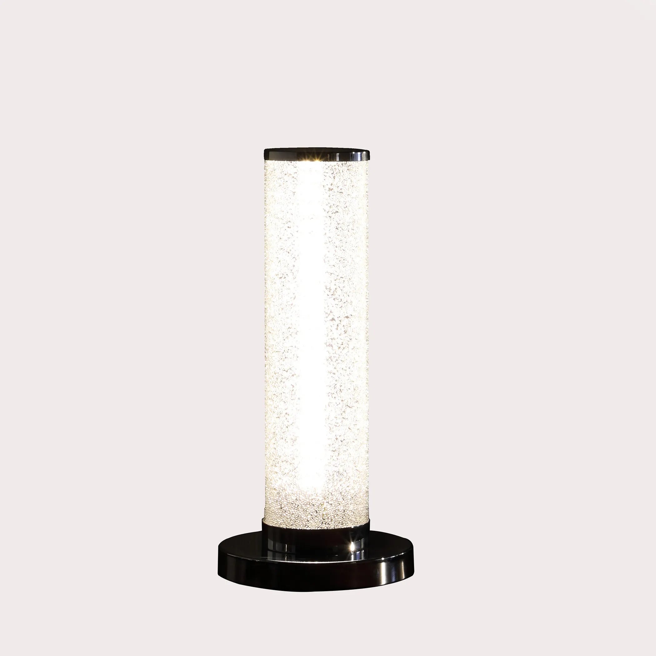 13 Modern White Sand Crystal And Steel Table Lamp