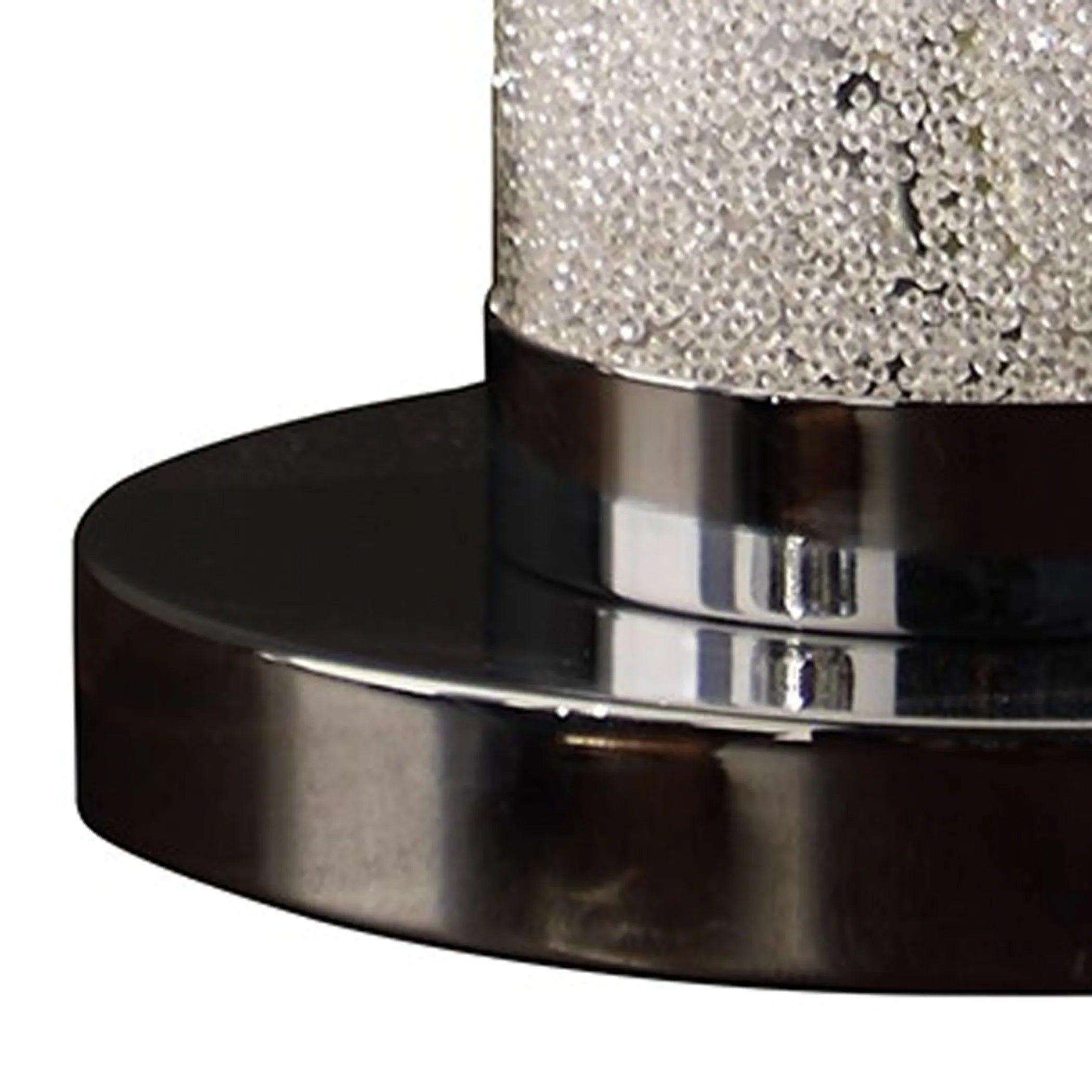 13 Modern White Sand Crystal And Steel Table Lamp