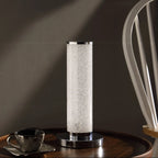 13 Modern White Sand Crystal And Steel Table Lamp