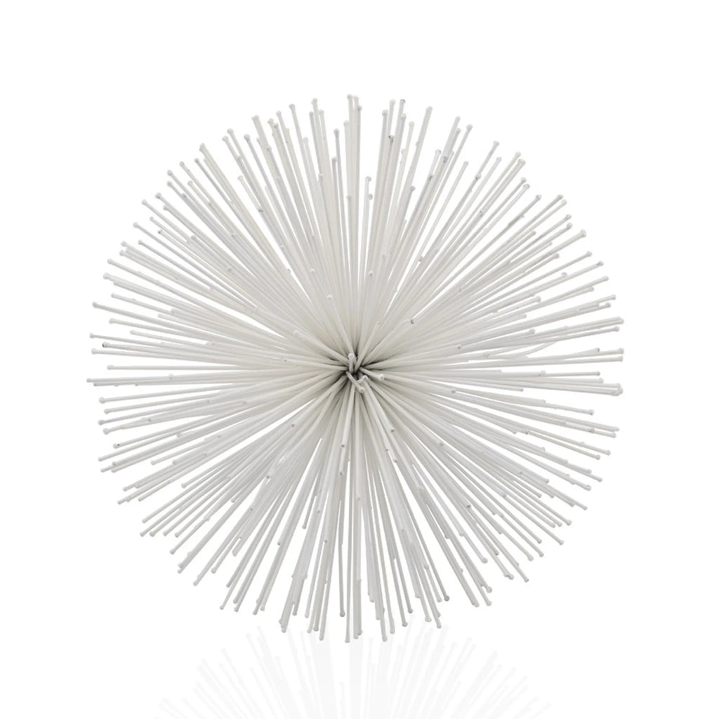 10" White Iron Decorative Orb Tabletop Sculpture