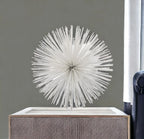 10" White Iron Decorative Orb Tabletop Sculpture
