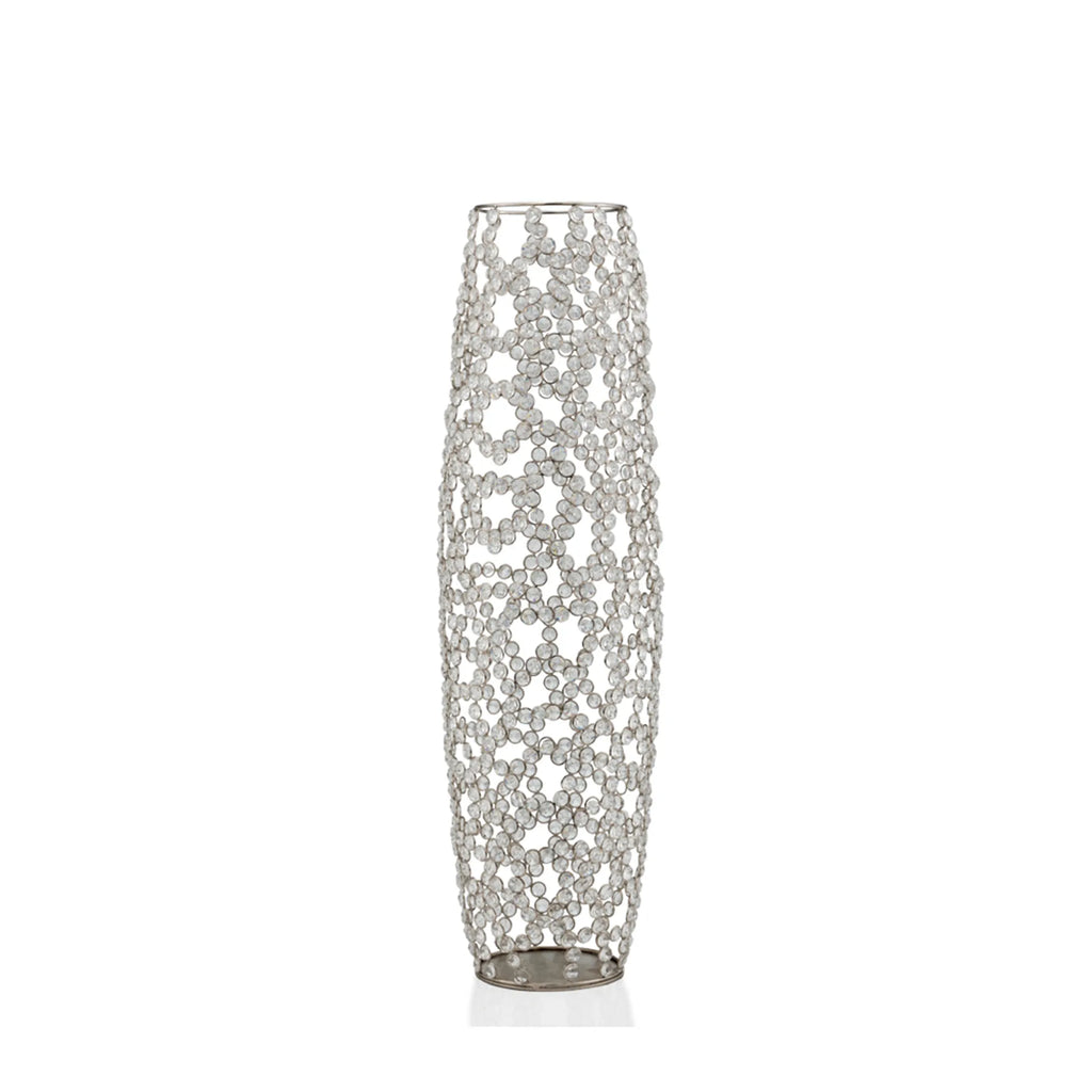32" Silver Bling Faux Crystal Abstract Twigs Barrel Floor Vase