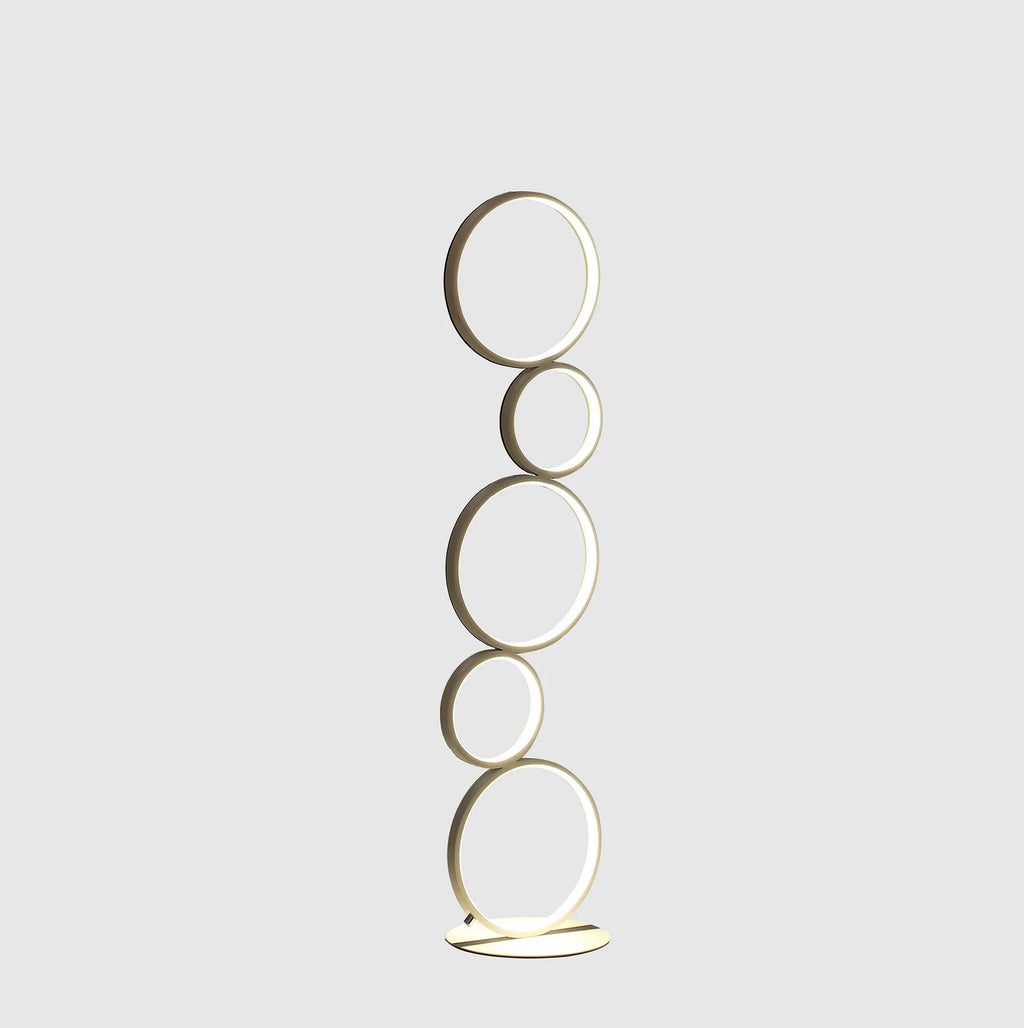 39" White Metal Five Circle Geometric Sculpture LED Table Lamp