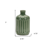 7" Green Terracotta Striped Bud Table Vase