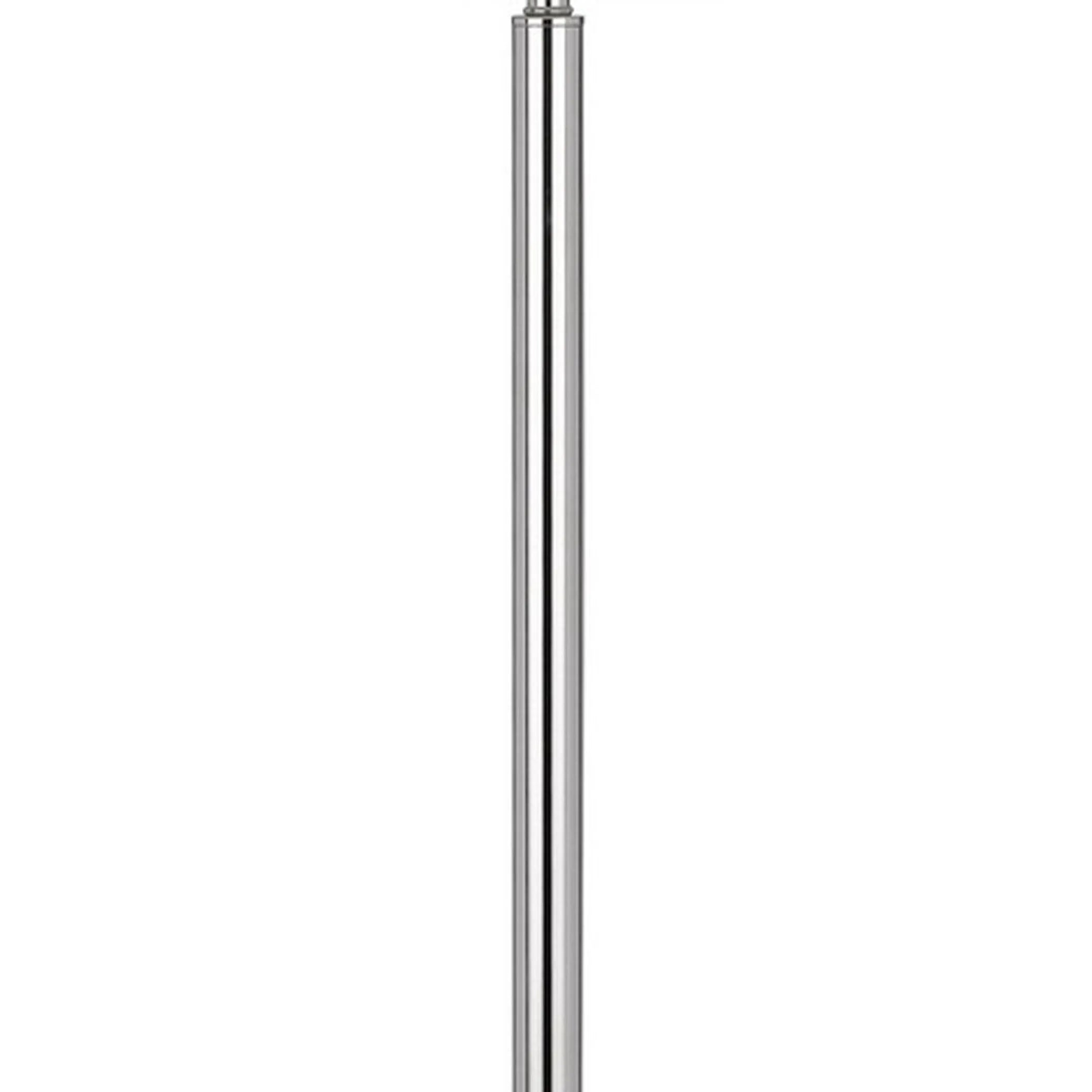 61" Chrome Tray Table Floor Lamp With White Square Shade