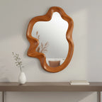 Wood Abstract Geometric Framed Accent Mirror
