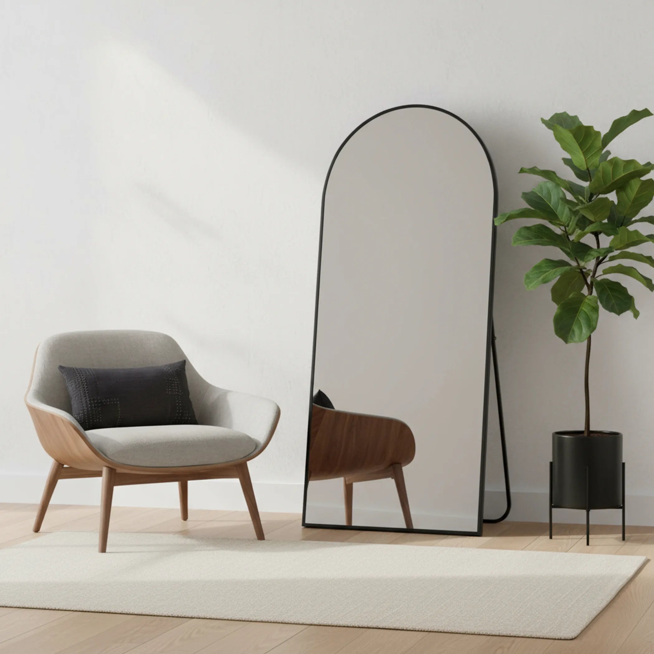 Metal Arch Freestanding Framed Full Length Mirror
