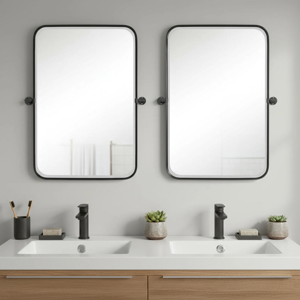 Set of Two Metal Framed Accent Mirrors
