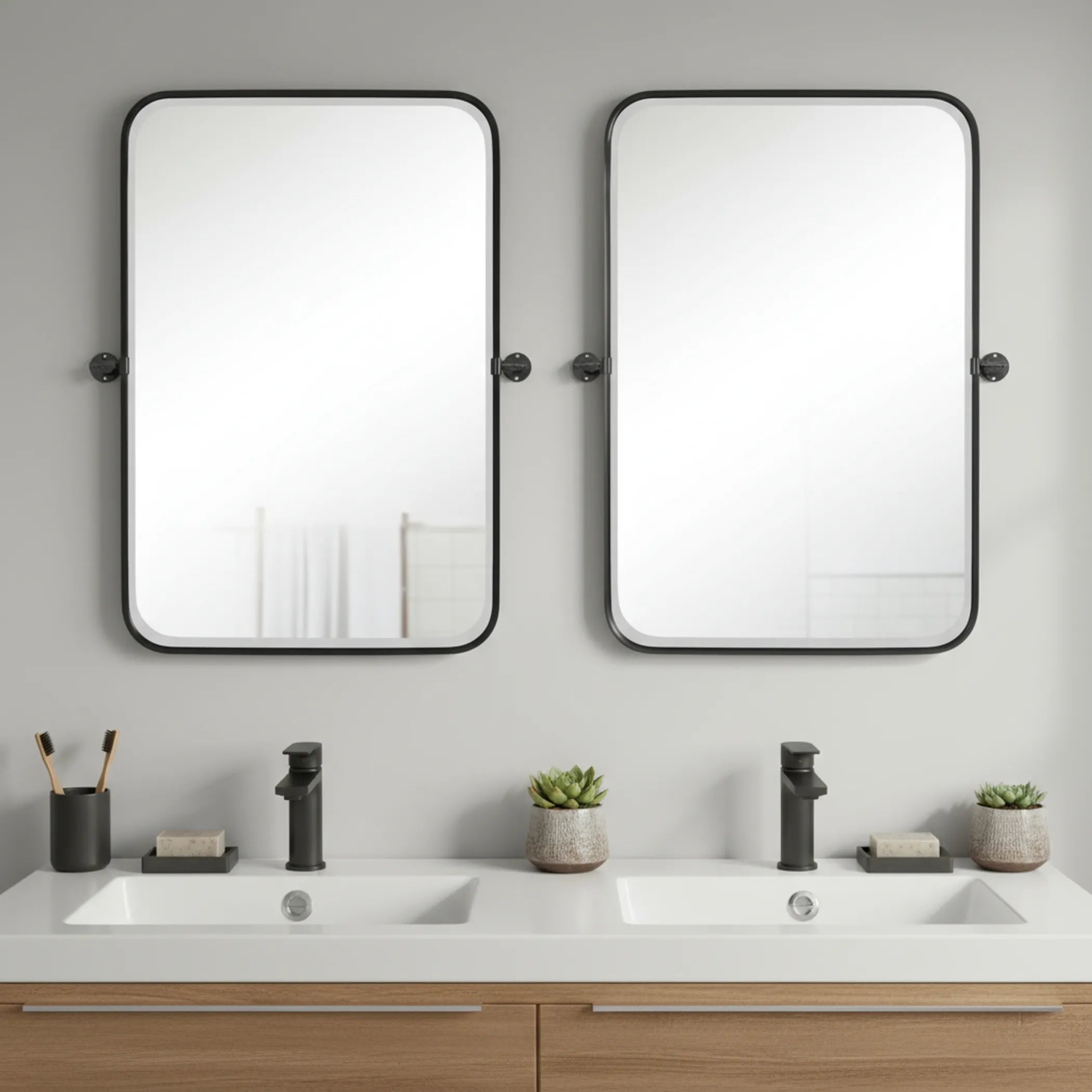 Set of Two Metal Framed Accent Mirrors