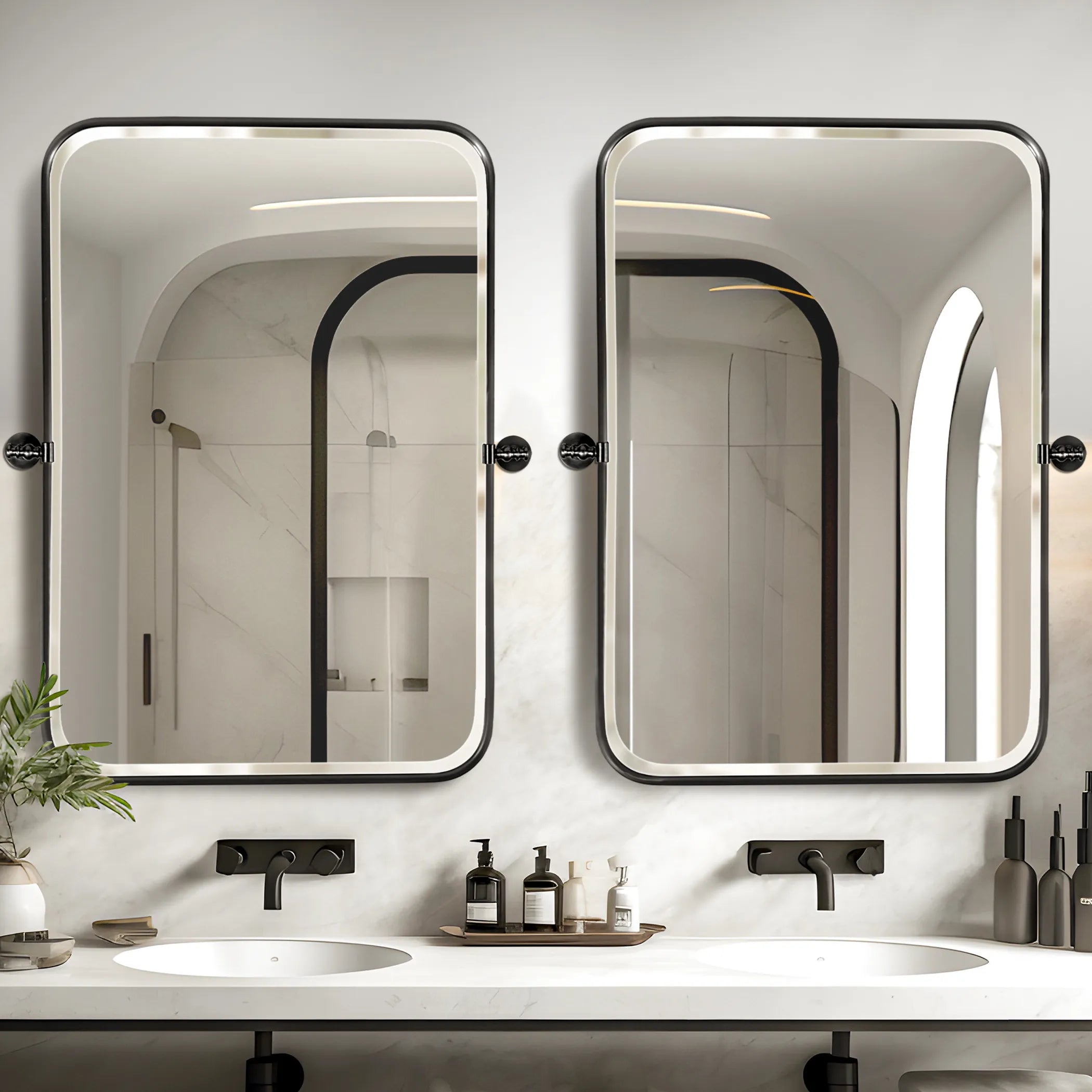 Set of Two Metal Framed Accent Mirrors