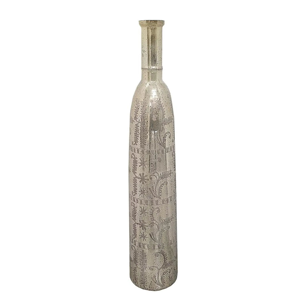 Floral Glass Cylinder Floor Vase