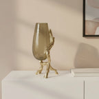 Champagne Glass And Metal Table Vase
