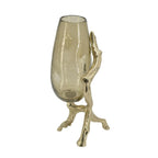 Champagne Glass And Metal Table Vase