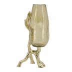 Champagne Glass And Metal Table Vase
