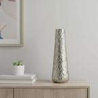 Cast Aluminum Carved Geometric Table Vase