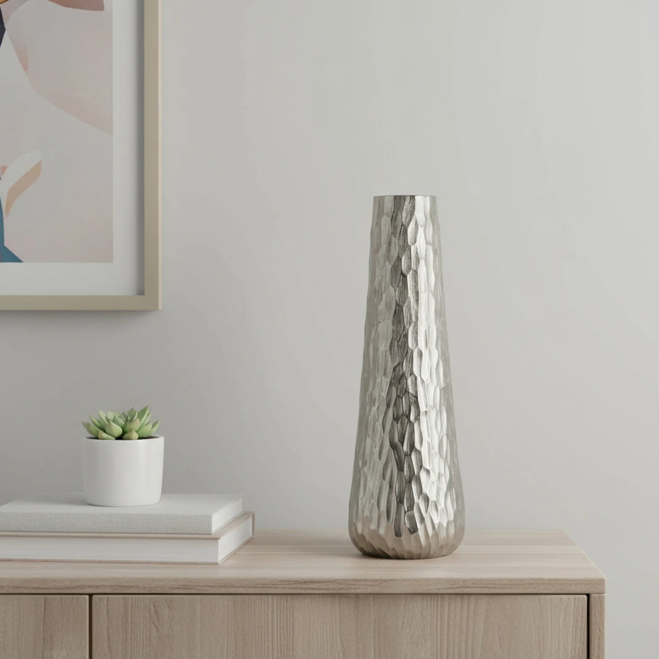 Cast Aluminum Carved Geometric Table Vase