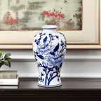 Floral Chinoiserie Round Porcelain Table Vase