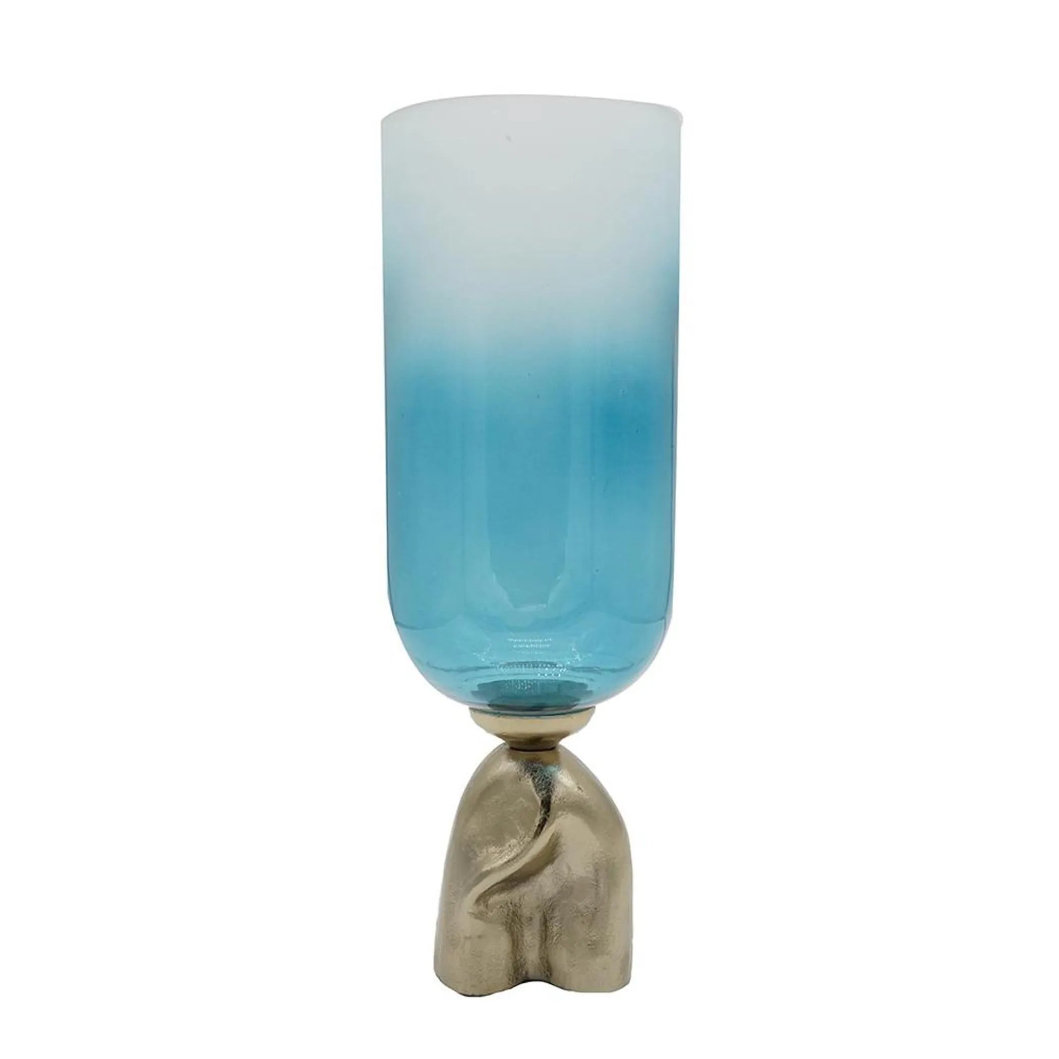 Ombre Glass And Aluminum Pedestal Table Vase