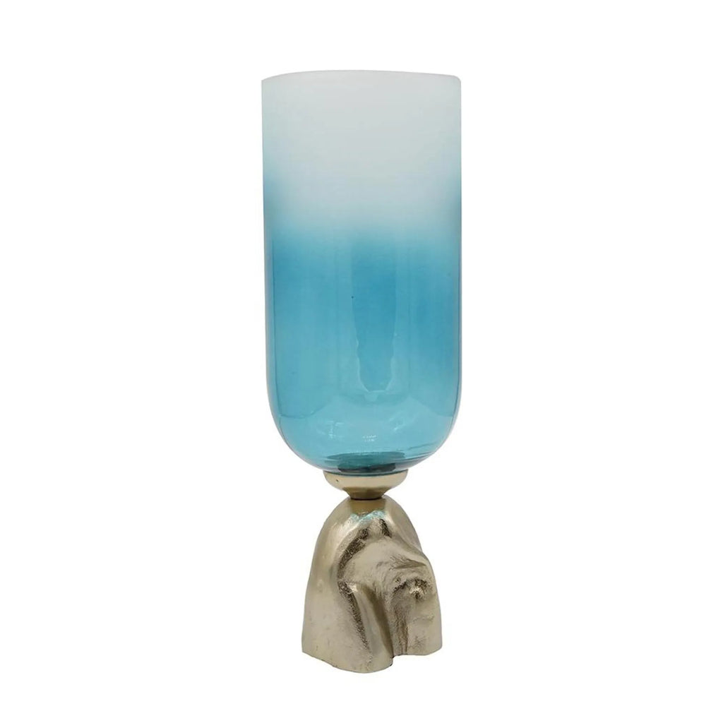 Ombre Glass And Aluminum Pedestal Table Vase