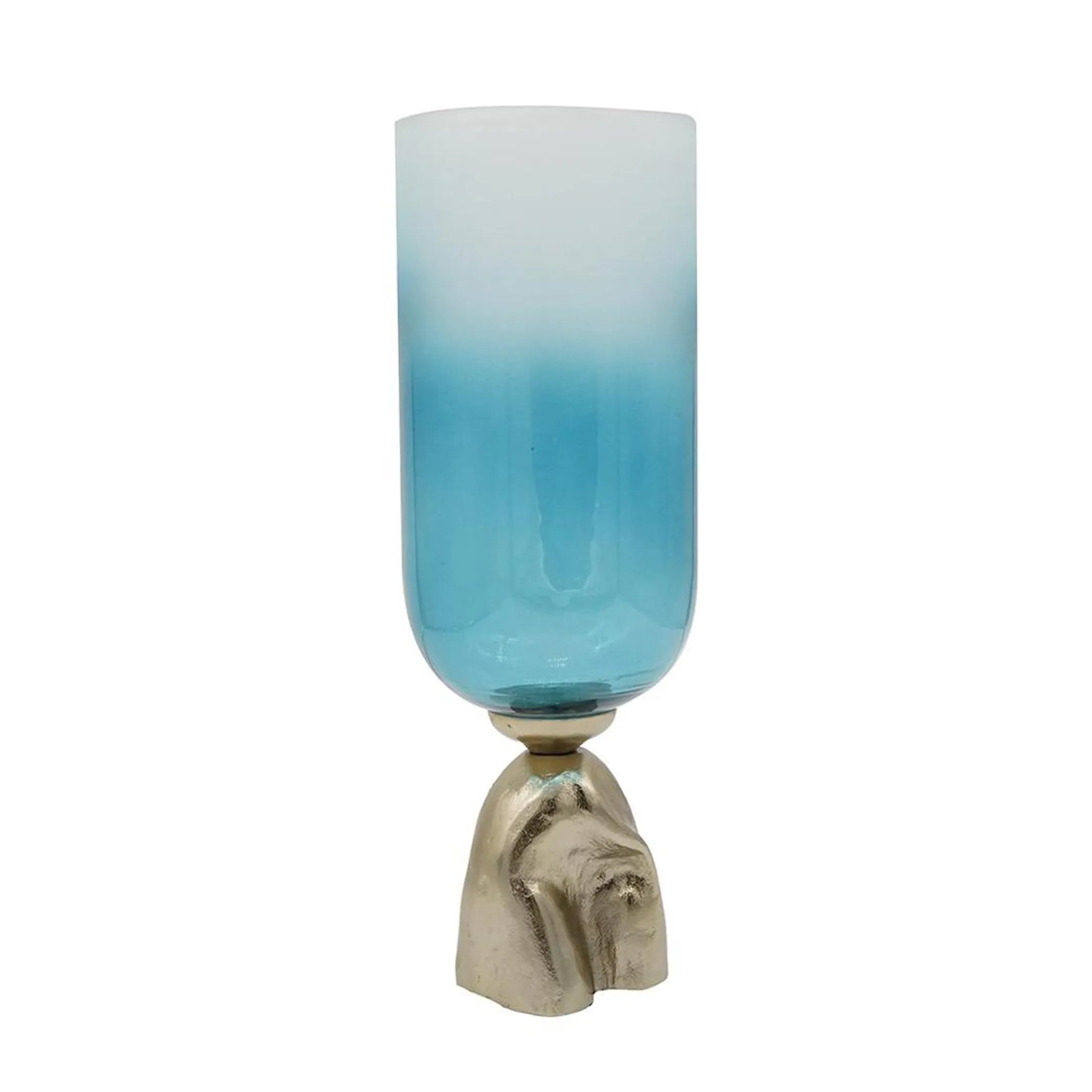 Ombre Glass And Aluminum Pedestal Table Vase