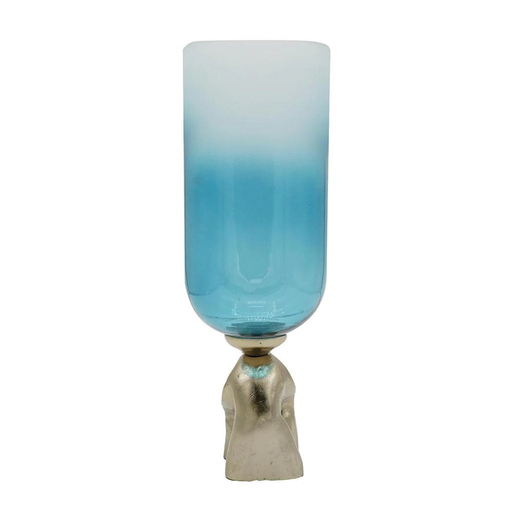 Ombre Glass And Aluminum Pedestal Table Vase
