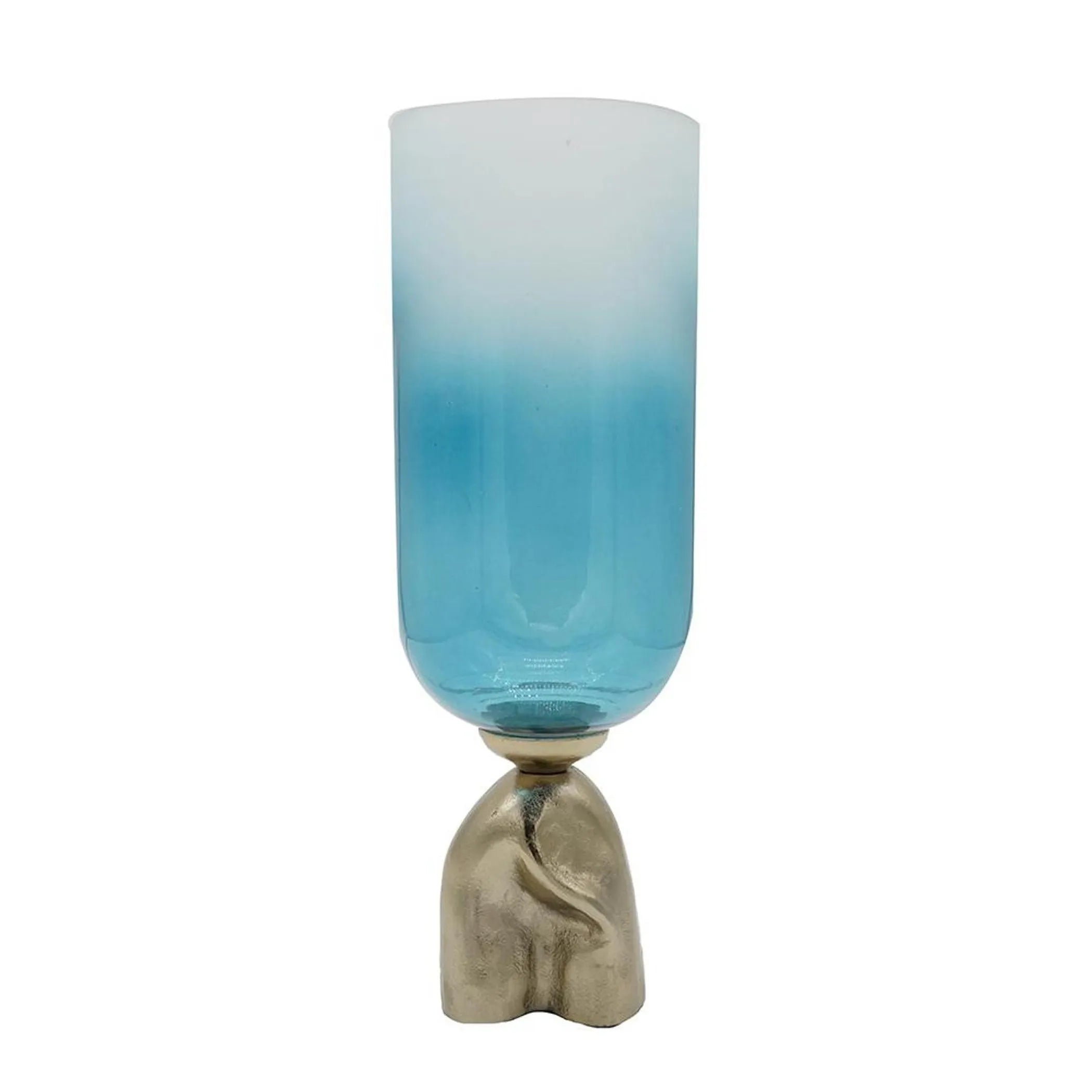 Ombre Glass And Aluminum Pedestal Table Vase